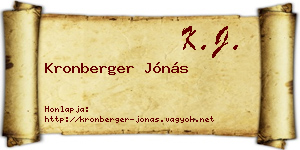 Kronberger Jónás névjegykártya